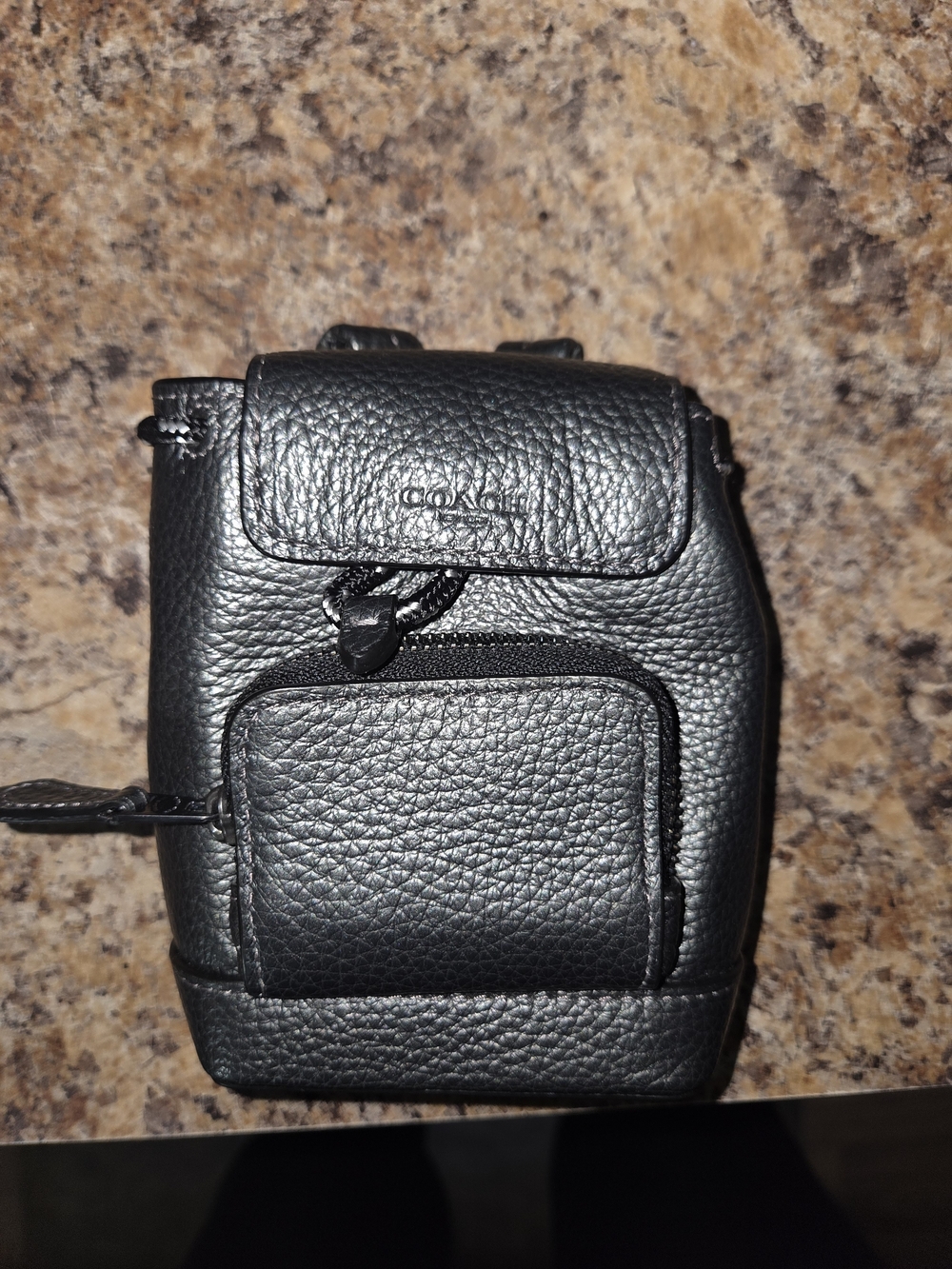 Coach Black Leather Mini Backpack/coin Pouch